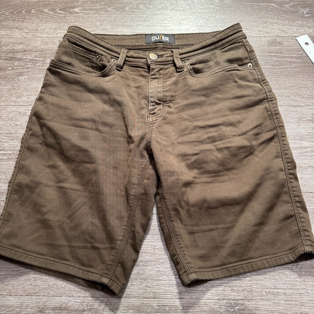 DU/ER Duer Shorts Mens 32 Brown Relaxed Fit N2X Cotton Stretch Chino 10" Preppy